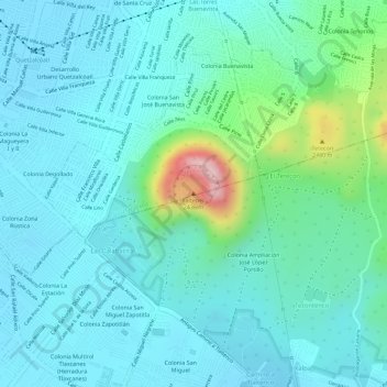 Xaltepec topographic map, elevation, terrain