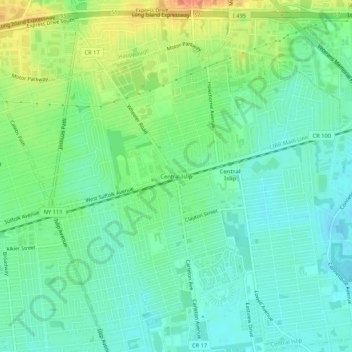 Central Islip topographic map, elevation, terrain