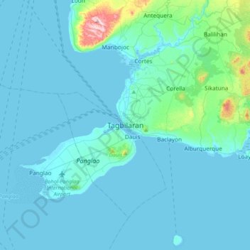 Tagbilaran topographic map, elevation, terrain