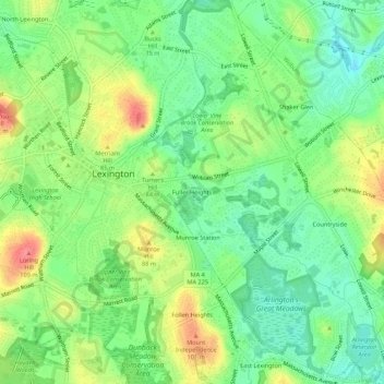 Fuller Heights topographic map, elevation, terrain