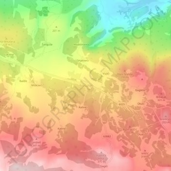 Bilišane topographic map, elevation, terrain