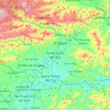 Saint Lucia topographic map, elevation, terrain