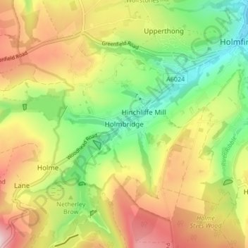 Holmbridge topographic map, elevation, terrain