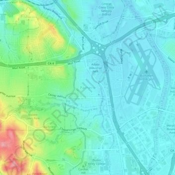 Pacheco topographic map, elevation, terrain