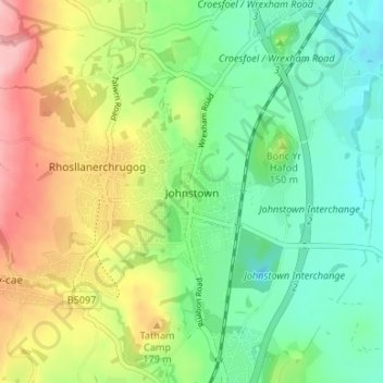 Johnstown topographic map, elevation, terrain