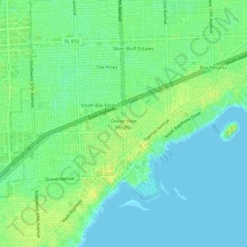 Ocean View Heights topographic map, elevation, terrain