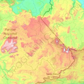 La Gran Sabana topographic map, elevation, terrain