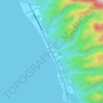Bunga topographic map, elevation, terrain