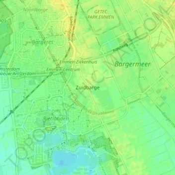 Zuidbarge topographic map, elevation, terrain