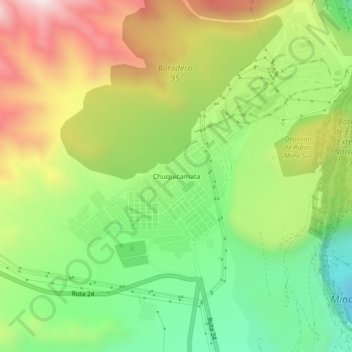 Chuquicamata topographic map, elevation, terrain