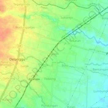Boto topographic map, elevation, terrain