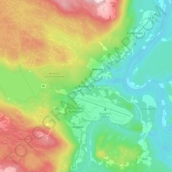 Bardufoss topographic map, elevation, terrain