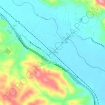 Geyserville topographic map, elevation, terrain