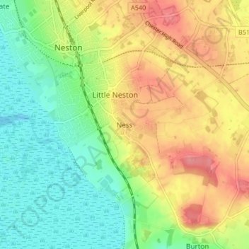 Ness topographic map, elevation, terrain