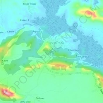 Galo topographic map, elevation, terrain