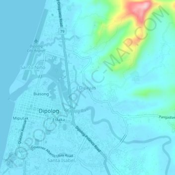 Dicayas topographic map, elevation, terrain