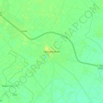 Sikandarabad topographic map, elevation, terrain