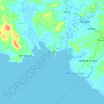 Pitogo topographic map, elevation, terrain