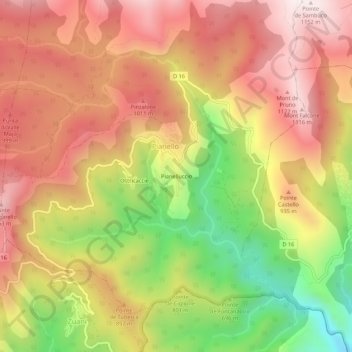 Pianelluccio topographic map, elevation, terrain
