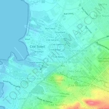 Deux Cité topographic map, elevation, terrain
