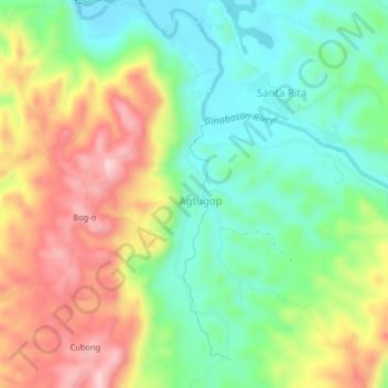 New Bago topographic map, elevation, terrain