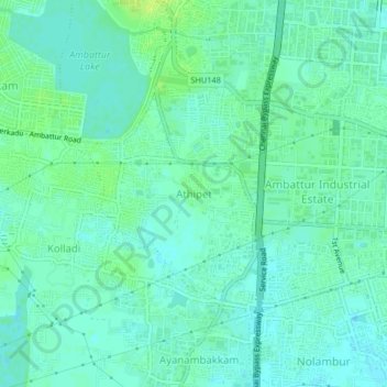 Athipet topographic map, elevation, terrain