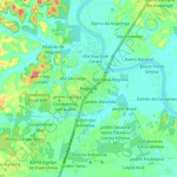 Registro topographic map, elevation, terrain
