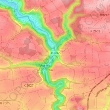 Oberscheffach topographic map, elevation, terrain