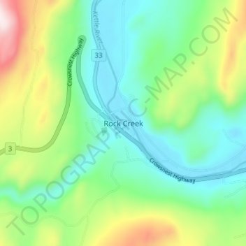 Rock Creek topographic map, elevation, terrain