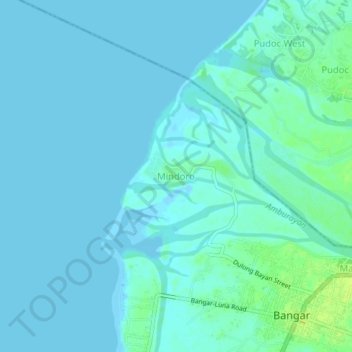 Mindoro topographic map, elevation, terrain