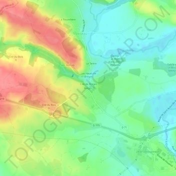 Brèges topographic map, elevation, terrain
