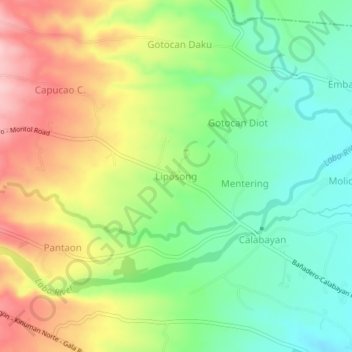 Liposong topographic map, elevation, terrain