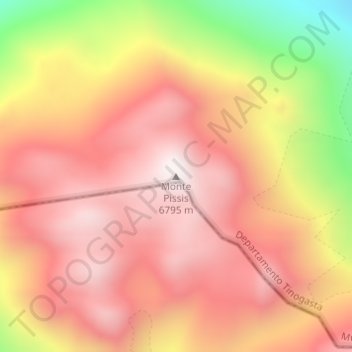 Monte Pissis topographic map, elevation, terrain