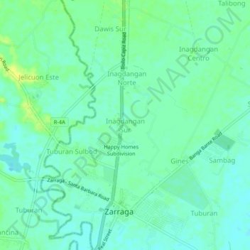 Inagdangan Sur topographic map, elevation, terrain