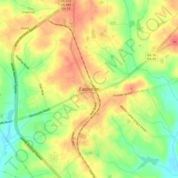 Eatonton topographic map, elevation, terrain