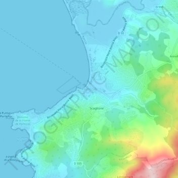 Porticcio topographic map, elevation, terrain