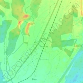 Banbasa topographic map, elevation, terrain