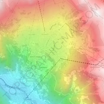 Verbier topographic map, elevation, terrain