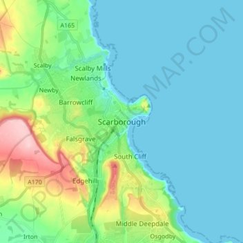 Scarborough topographic map, elevation, terrain