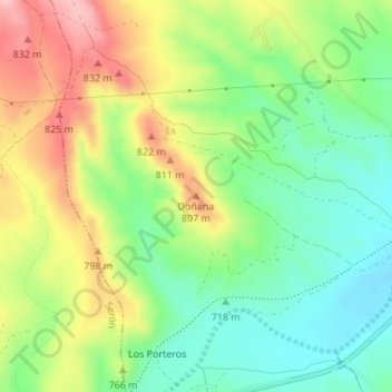 Doñana topographic map, elevation, terrain