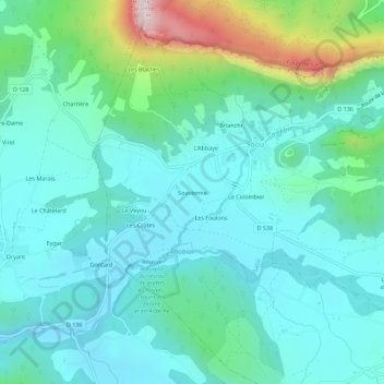 Souvionne topographic map, elevation, terrain