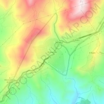 El Cuartón topographic map, elevation, terrain