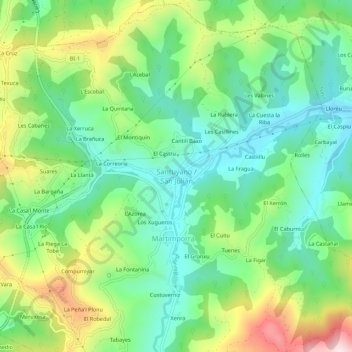 San Julián topographic map, elevation, terrain