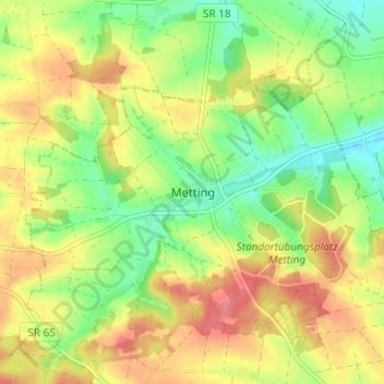 Metting topographic map, elevation, terrain
