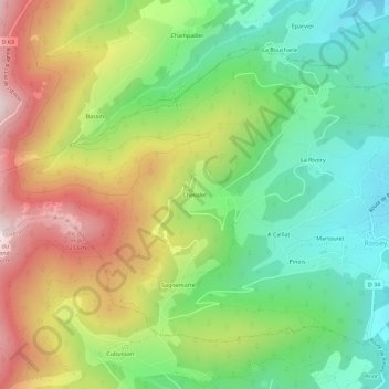 Chevalet topographic map, elevation, terrain