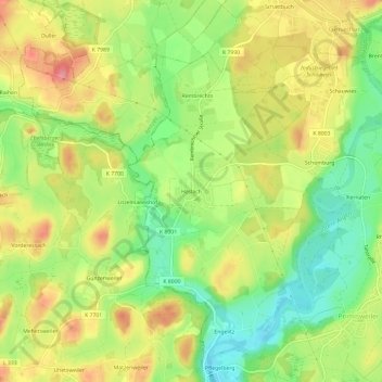Haslach topographic map, elevation, terrain