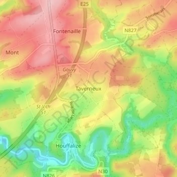 Taverneux topographic map, elevation, terrain