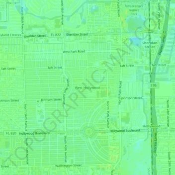 West Hollywood topographic map, elevation, terrain
