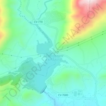 Embalse de Amadorio topographic map, elevation, terrain