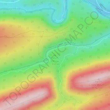 Devils Elbow topographic map, elevation, terrain